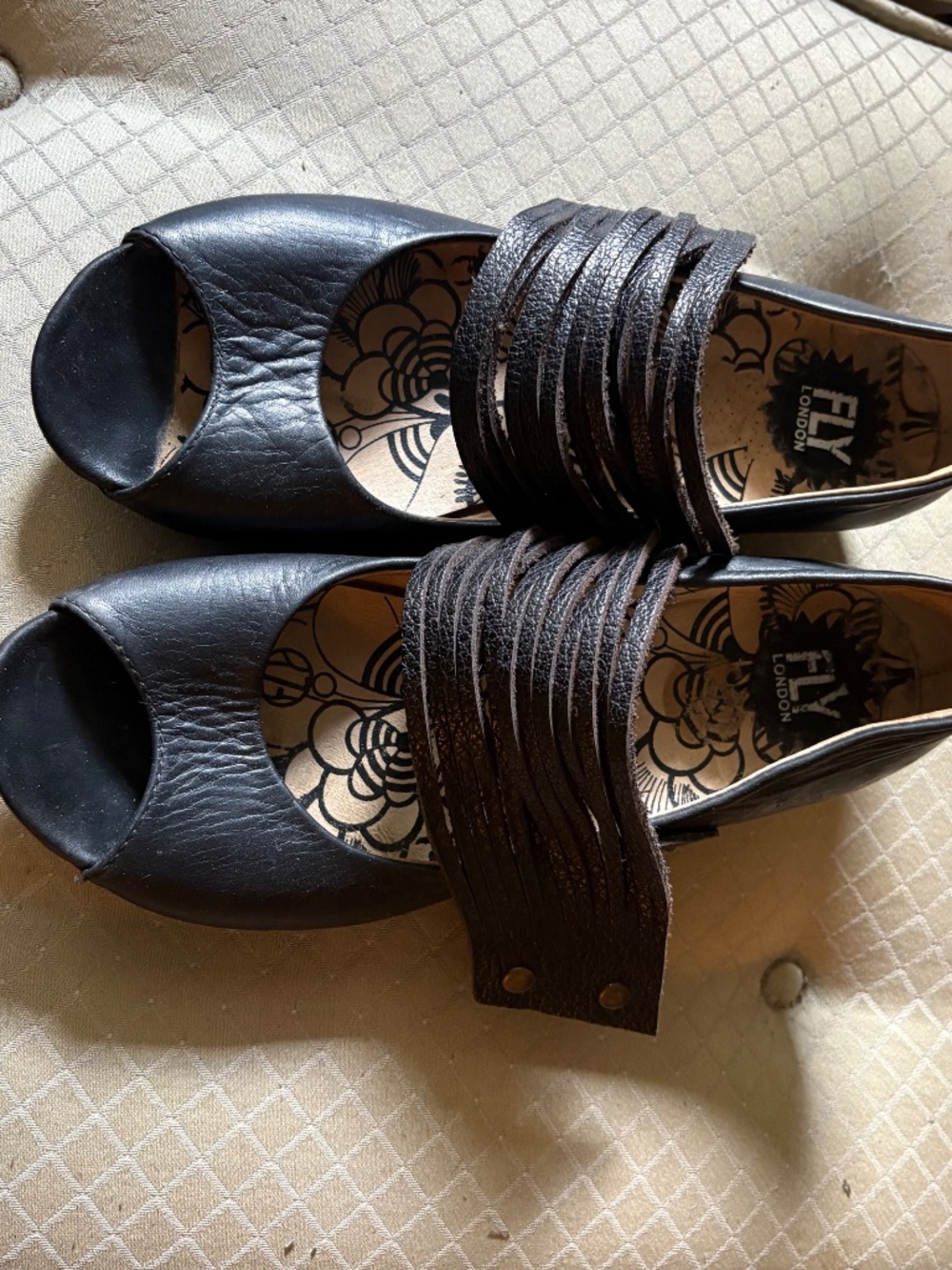 Fly London black strap sandals 37